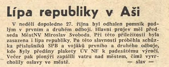 Zpráva o slavnosti 27. října 1968 /Hraničář 5. 11. 1968