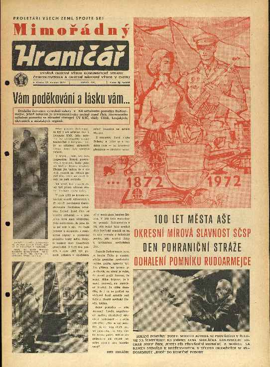 Mimořádné číslo novin k odhalení pomníku rudoarmějce /Hraničář 27. 6. 1972
