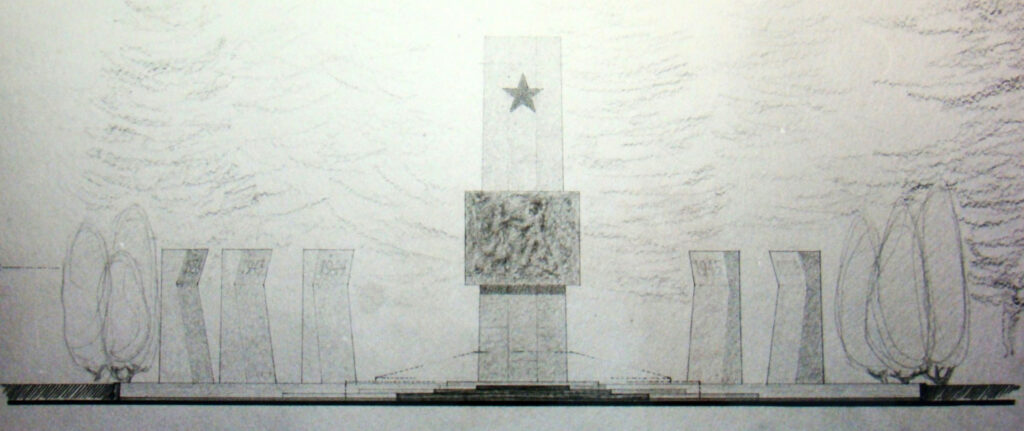 Straky (okres Nymburk), původní návrh památníku družby od architekta Luďka Čecha s milníky 1945 a 1968 vpravo od ústředního pylonu, vlevo připomínání čs.-sovětských smluv 1935 a 1943 a slovenské povstání 1944. Na zásah ÚV KSČ doporučila ideová rada pro pomníky internacionální pomoc 1968 změnit na 1970, podepsání normalizační smlouvy mezi ČSSR a SSSR, a meziválečnou vynechat. Památník byl odhalen v červenci 1975 /Národní archiv, f. MK ČSR/ČR, sign. 30 IR, k. 199