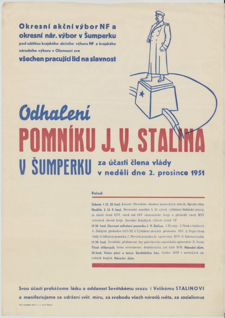 Pozvánka na odhalení pomníku J. V. Stalina v Šumperku /Vlastivědné muzeum v Šumperku