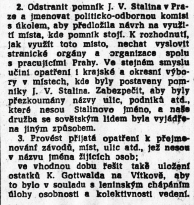 Výňatek z usnesení ústředního výboru KSČ ke zprávě z XXII. sjezdu KSSS a závěrům pro práci strany přetištěného v krajských novinách /Průboj, krajský týdeník KSČ Ústí nad Labem 21. 11. 1961