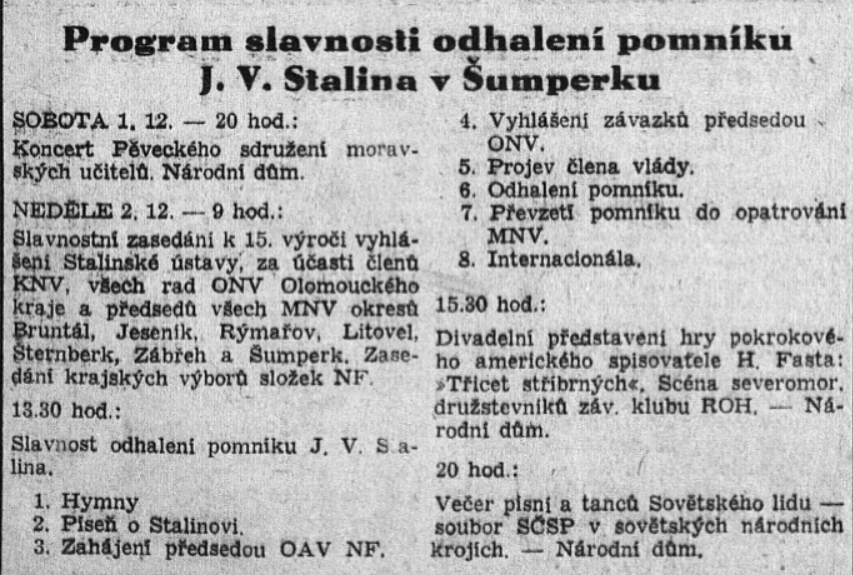Stráž lidu, týdeník KV KSČ Olomouc 1. 12. 1951