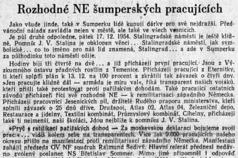 Stráž lidu, týdeník KV KSČ Olomouc 21. 12. 1954