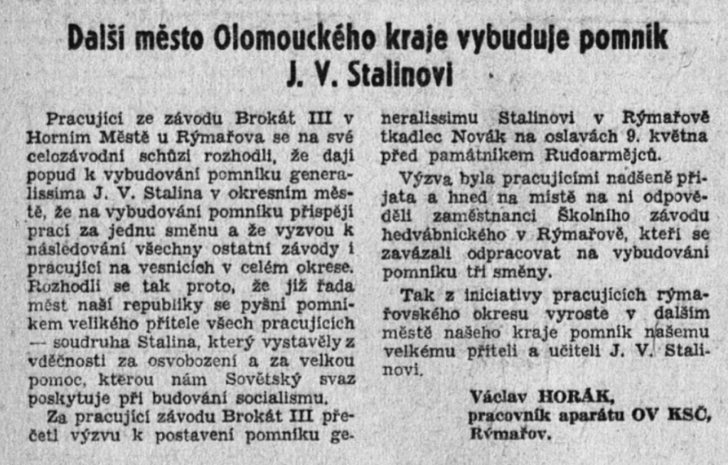 Stráž lidu, orgán KV KSČ v Olomouci 24. 5. 1952