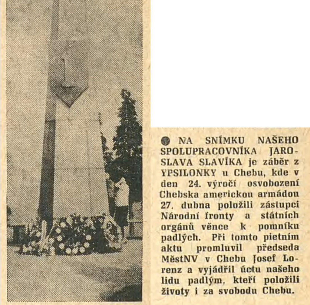 Oficiální připomínání Američanů v Chebu, 27. dubna 1969 /Hraničář, týdeník okresu Cheb 13. 5. 1969